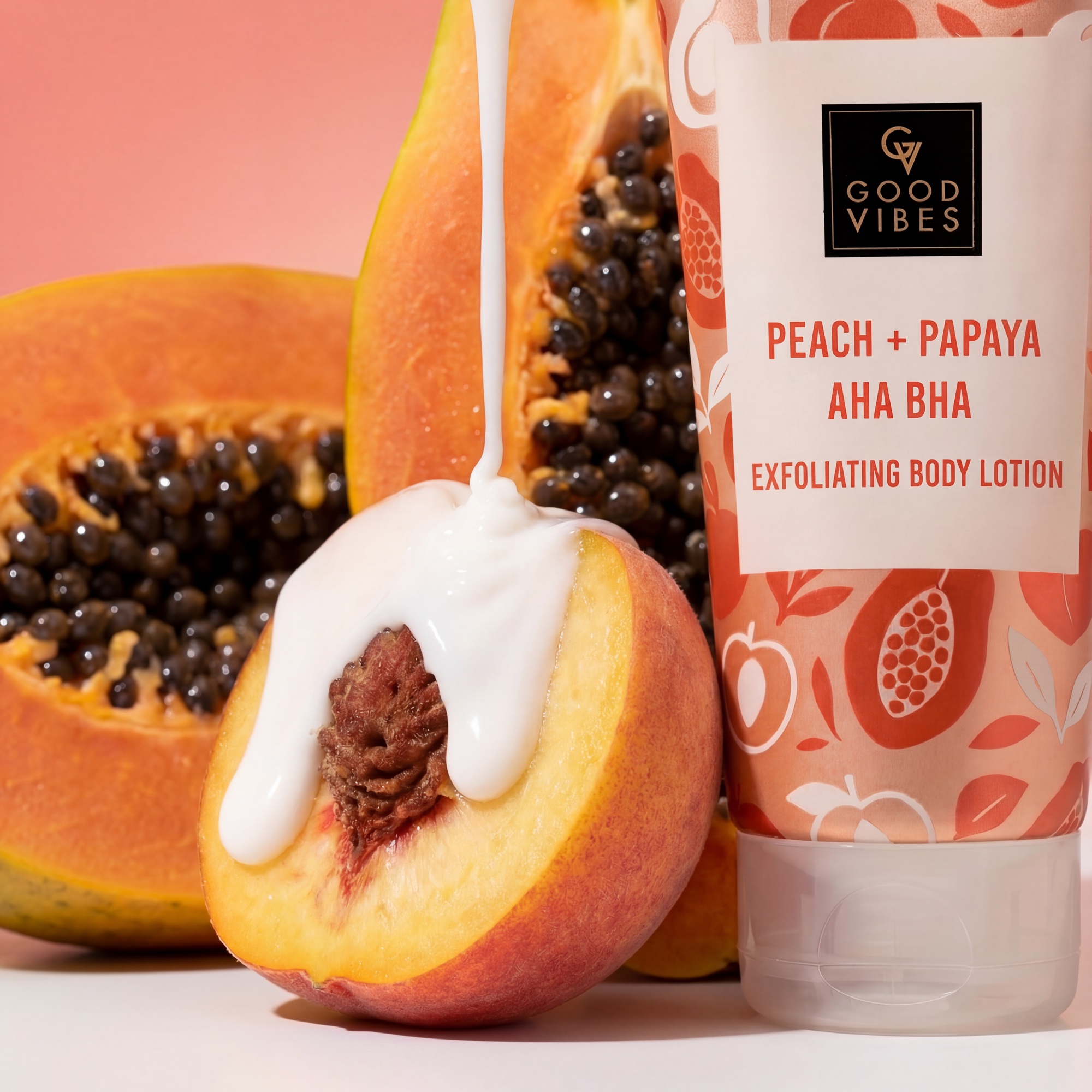 Good Vibes Peach Papaya Body Lotion — AI-generated product image