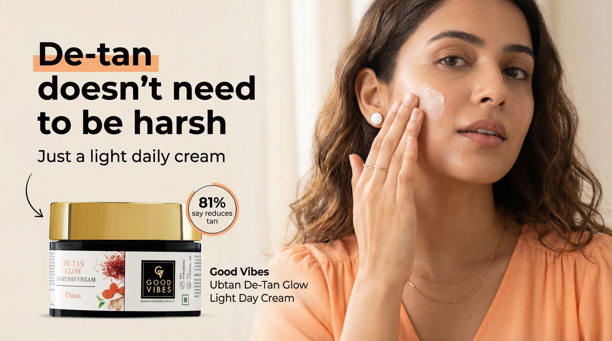 Good Vibes Ubtan Detan Moisturiser — AI-generated product image